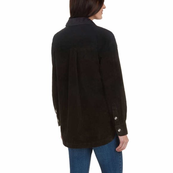 NWoT Matty M Womens Knit Corduroy Shirt Jacket Black Size L $90 8D036 - Picture 2 of 3